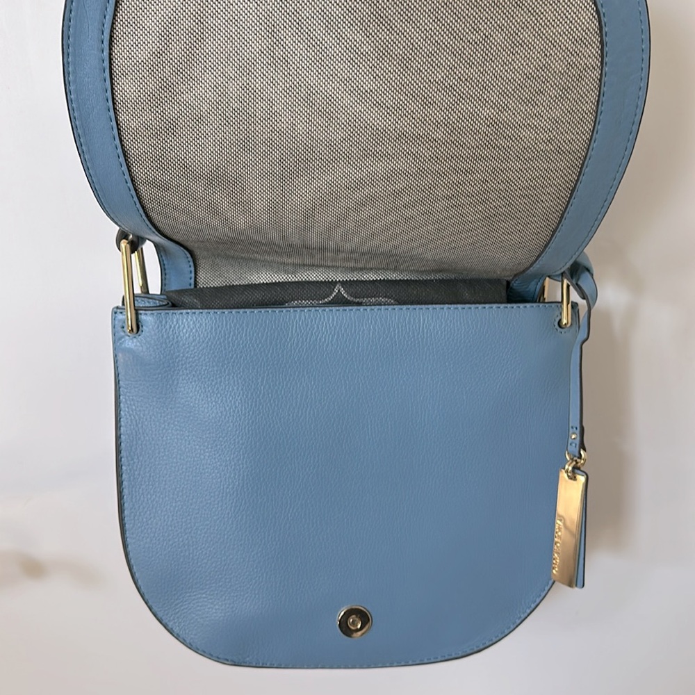 Vince Camuto “Ancel Suede Crossbody Bag” Icy Blue Boho Saddle Bag - Picture 6 of 14